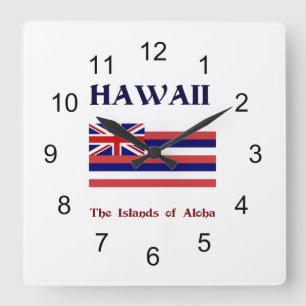 Flag and motto of Hawaii Quadratische Wanduhr