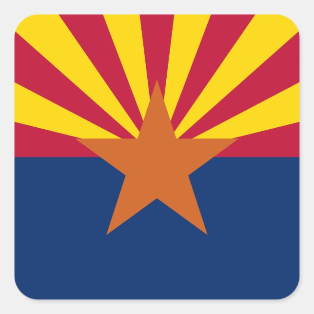 Flag Arizona: Stern, der Kupfer-Staat Quadratischer Aufkleber (Vorderseite)