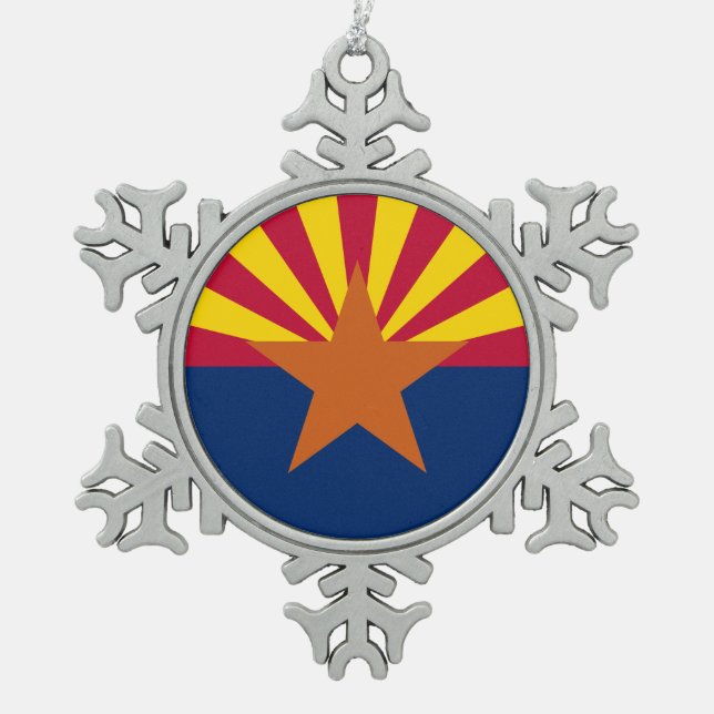 Flag Arizona: Stern, der Kupfer-Staat Schneeflocken Zinn-Ornament (Vorderseite)