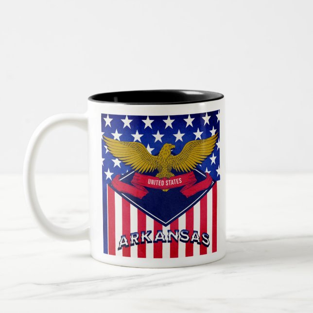 Flag Arkansas USA Zweifarbige Tasse (Links)