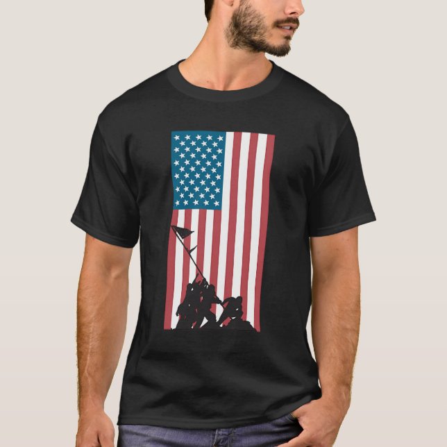 Flag auf Iwo Jima T-Shirt (Vorderseite)