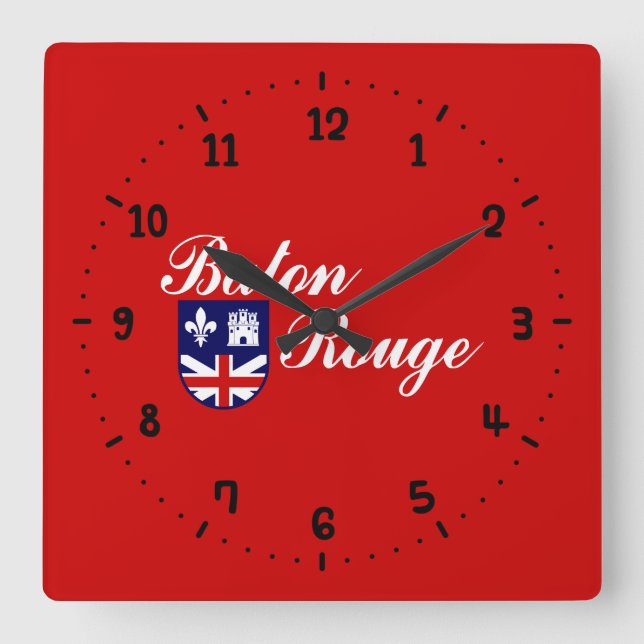 Flag Baton Rouge, Louisiana Square Wall Clock Quadratische Wanduhr (Vorderseite)