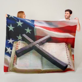 FLAG BIBLE und CROSS Fleecedecke