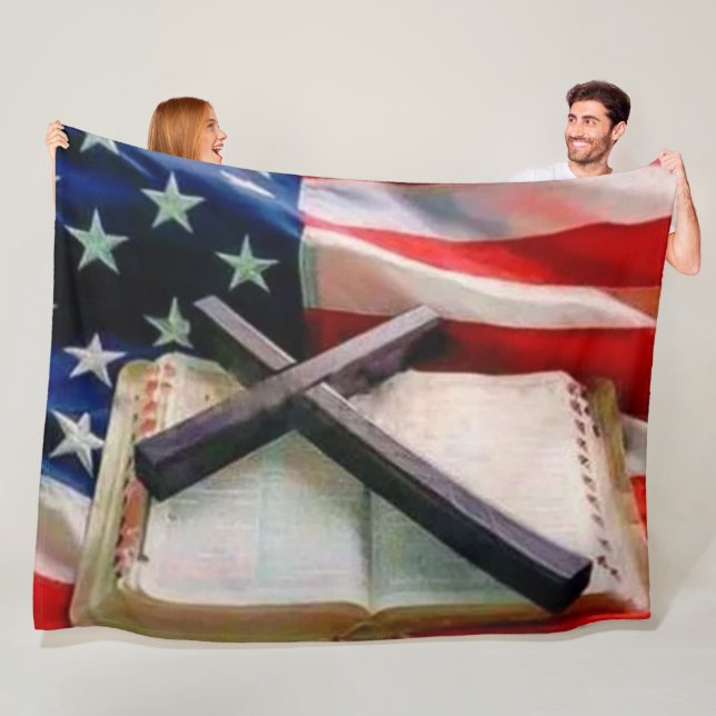 FLAG BIBLE und CROSS Fleecedecke (Beispiel)