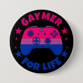 Flag "Bisexual Gaymer for Life Video Game Pride" Button