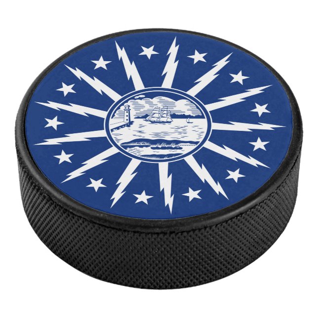 Flag Buffalo, New York Square Paper Untersetzer Eishockey Puck (3/4)