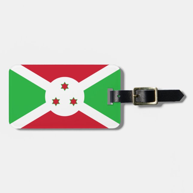 Flag Burundi Gepäckmarke mit Ledergurt Gepäckanhänger (Vorderseite horizontal)