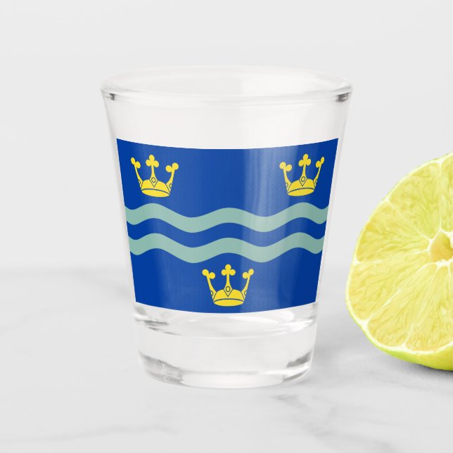 Flag Cambridgeshire (Landkreis UK) Shot Glass Schnapsglas (Vorderseite)