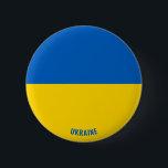 Flag Charming Patriotic Button<br><div class="desc">Die ukrainische Flagge Charming Patriotic Button mit der Ukraine-Fahne gedruckt über den Knopf. Der Name des Landes ist in das Design am unteren Rand des Bildes eingebunden. Der Text kann mit der Funktion "Anpassen!" vollständig angepasst werden. Dieser schöne Ukraine Button ist das stilvolle Geschenk für jeden Anlass. © CountriesOfTheWorld</div>