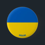 Flag Charming Patriotic Button<br><div class="desc">Die ukrainische Flagge Charming Patriotic Button mit der Ukraine-Fahne gedruckt über den Knopf. Der Name des Landes ist in das Design am unteren Rand des Bildes eingebunden. Der Text kann mit der Funktion "Anpassen!" vollständig angepasst werden. Dieser schöne Ukraine Button ist das stilvolle Geschenk für jeden Anlass. © CountriesOfTheWorld</div>