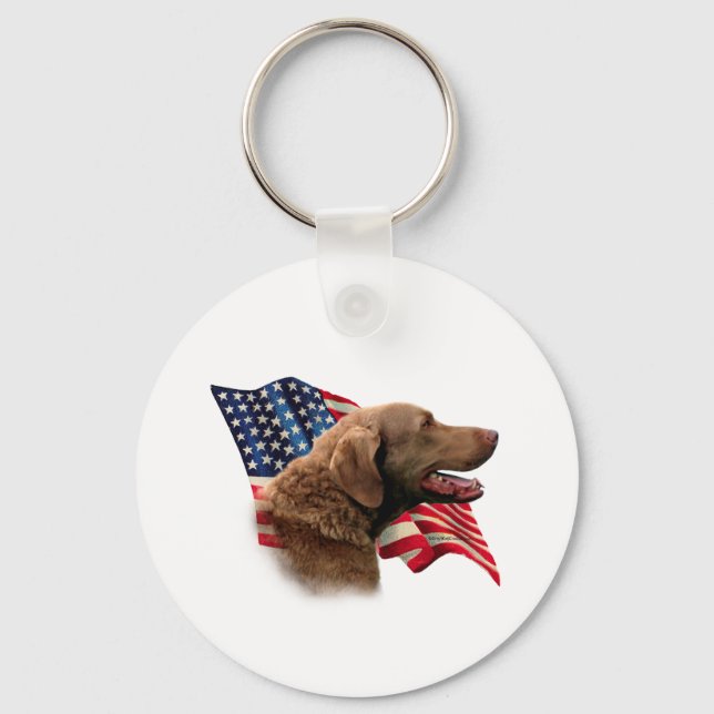 Flag Chesapeake Bay Retriever Schlüsselanhänger (Vorderseite)