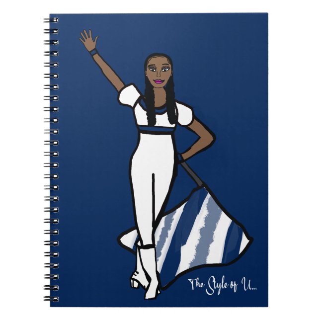 Flag Dancer White Navy Accent Notebook F Notizblock (Vorderseite)