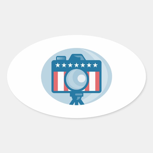 Flag der amerikanischen DSLR-Kamera-US Flagge Ovaler Aufkleber (Vorderseite)