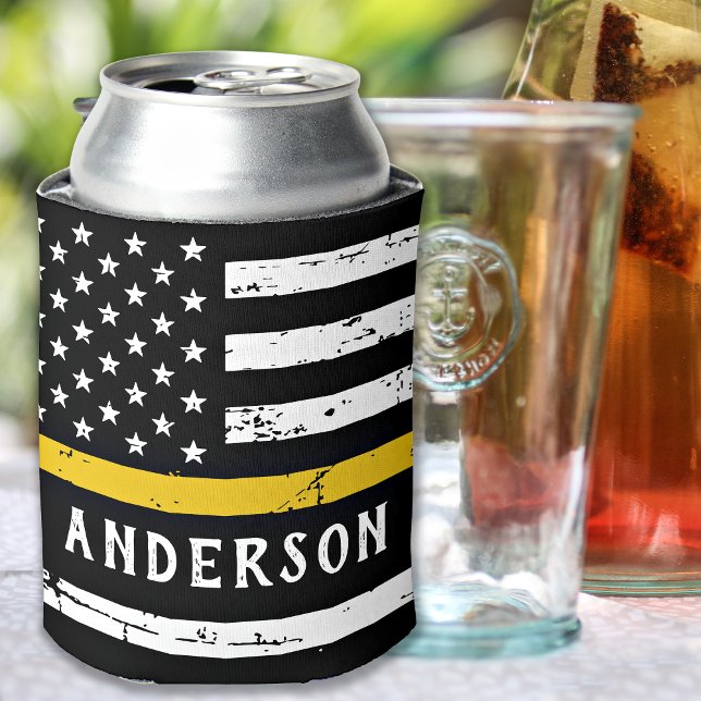 Flag der dünnen Goldlinie Personalisiert 911 Dispa Dosenkühler (Von Creator hochgeladen)