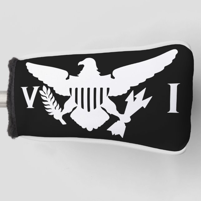 Flag der Jungfrau, Schwarz und Weiß Golf Headcover (Vorderseite)