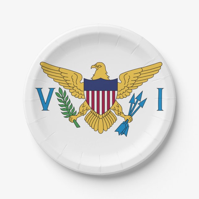 Flag der Jungfrauen der Vereinten Staaten Pappteller (Vorderseite)