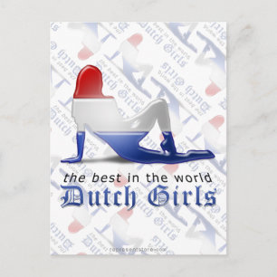 Flag der niederländischen Girl-Silhouette Postkarte