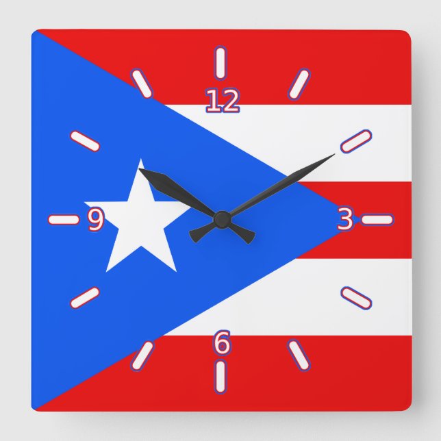Flag der Puerto Rico Uhr (mit Zahlen) (Vorderseite)