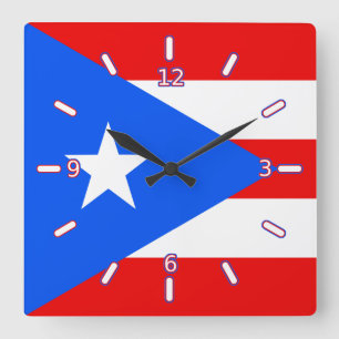 Flag der Puerto Rico Uhr (mit Zahlen)