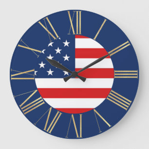 Flag der Staaten auf blauer Großuhr Große Wanduhr