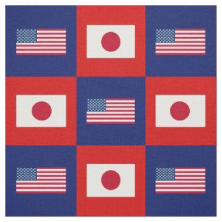 Flag der Staaten, japanische Flagge auf blau und r Stoff