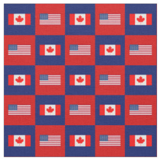 Flag der Staaten, kanadische Flagge auf blau und r Stoff