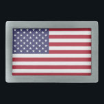 Flag der Staaten Rechteckige Gürtelschnalle<br><div class="desc">Patriotic USA Flagge rot,  weiß und blau Design.</div>