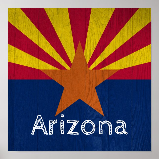 Flag der Sternexplosion Woodgrain Arizona Poster (Vorne)