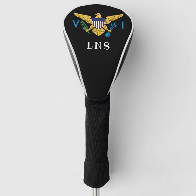 Flag der US-Jungfrau, Ihre Initialen, Schwarz Golf Headcover (Vorderseite)