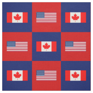Flag der Vereinten Staaten, kanadische Flagge auf Stoff