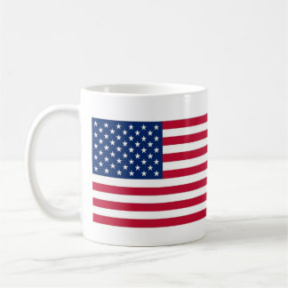 Flag der Vereinten Staaten und Tasse von Anthem Na