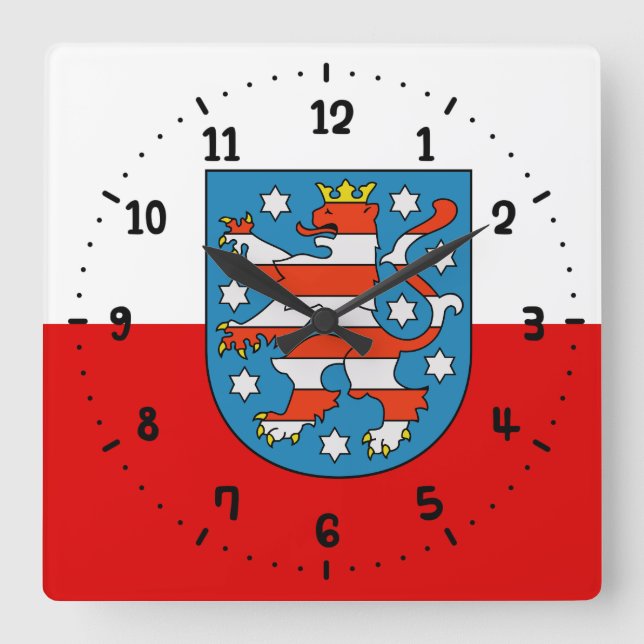 Flag der Wall-Uhr des Thüringer Platzes Quadratische Wanduhr (Vorderseite)