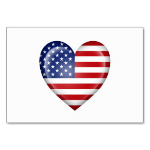 Flag des amerikanischen Herzens auf Weiß Tischnummer