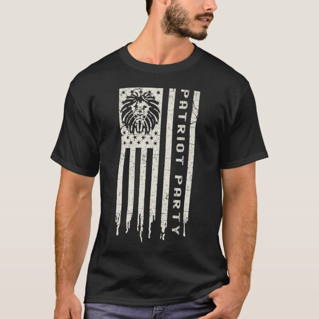 Flag des amerikanischen Patriot-Party Lion T-Shirt (Vorderseite)