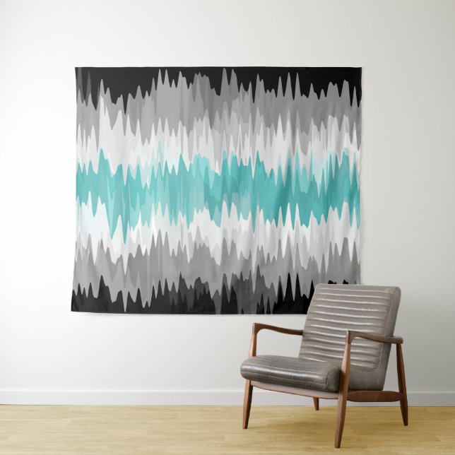 Flag des Boho Funky Wavy Abstrakt Libramaculine Pr Wandteppich (Beispiel (Horizontal))