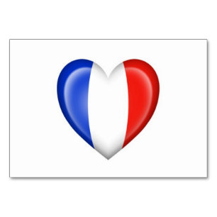 Flag des französischen Herzens auf Weiß Tischnummer