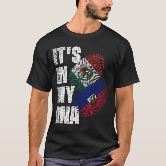 Flag des mexikanischen und haitianischen DNA-Mix T-Shirt (Vorderseite)