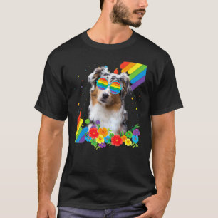 Flag des Stolz Lgbt Gay Australian Shepherd Dog T-Shirt