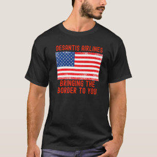 Flag DeSantis Airlines Marthas Vineyard Meme USA T-Shirt