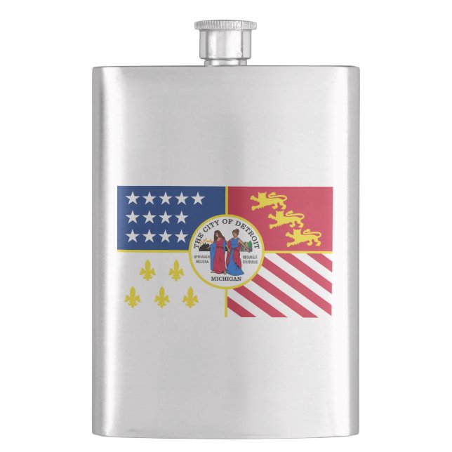 Flag Detroit, Michigan Hip Flask Flachmann (Vorderseite)