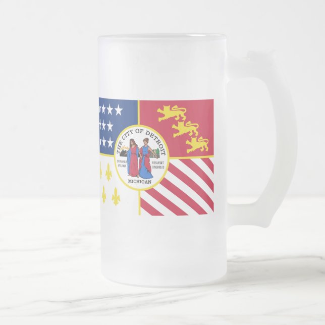Flag Detroit, Michigan Mattiert Glass Beer Tasse (Rechts)