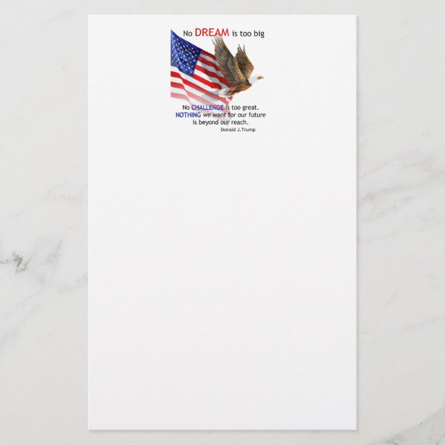 Flag & Eagle Donald J Trump Zitat Briefpapier (Vorderseite)