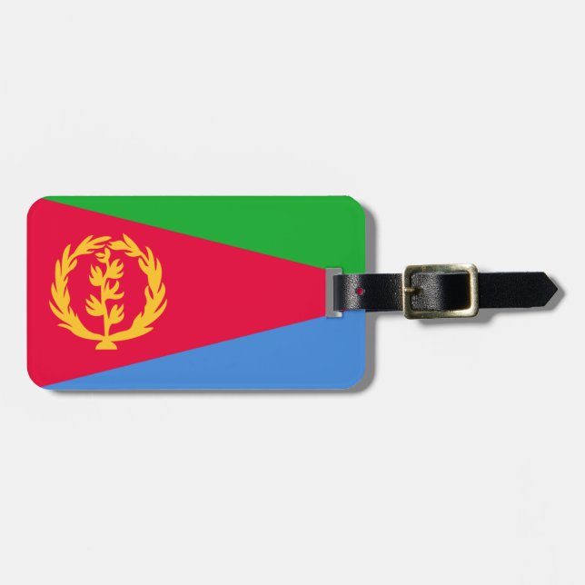 Flag Eritrea Gepäckmarke mit Ledergurt Gepäckanhänger (Vorderseite horizontal)