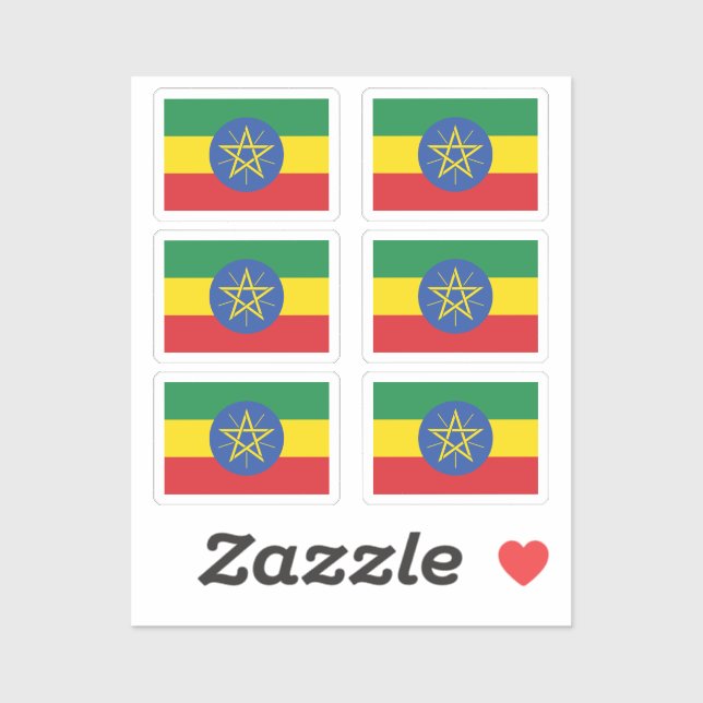 Flag Ethiopia Collection Packung mit 6 Aufkleber (Blatt)