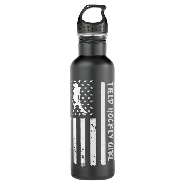 Flag Field Hockey Girl USA Edelstahlflasche (Vorderseite)