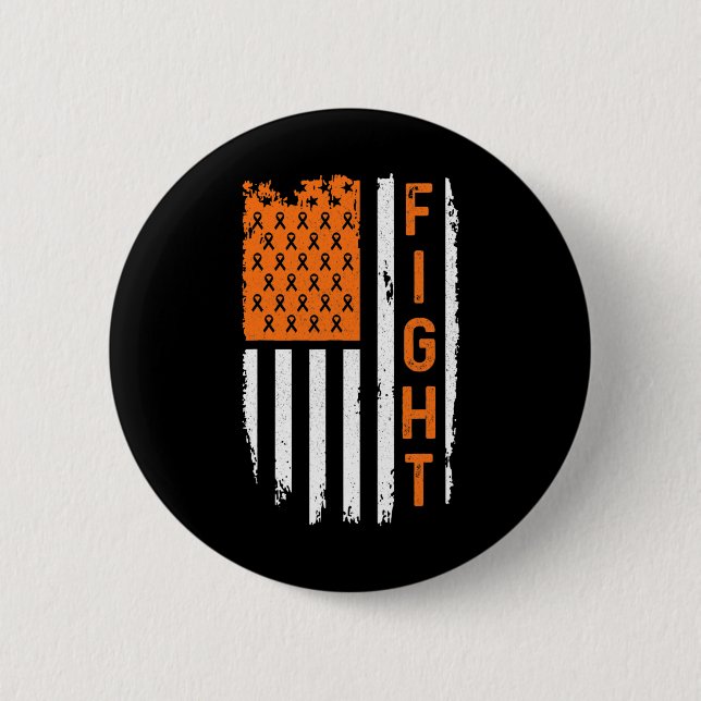 Flag Fight Leukemia Cancer Awareness Button (Vorderseite)