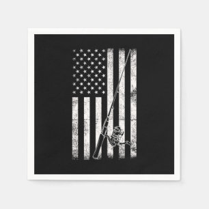 Flag Fishing Rod Hobby Fun Fishing Sea Ocean Gift Serviette