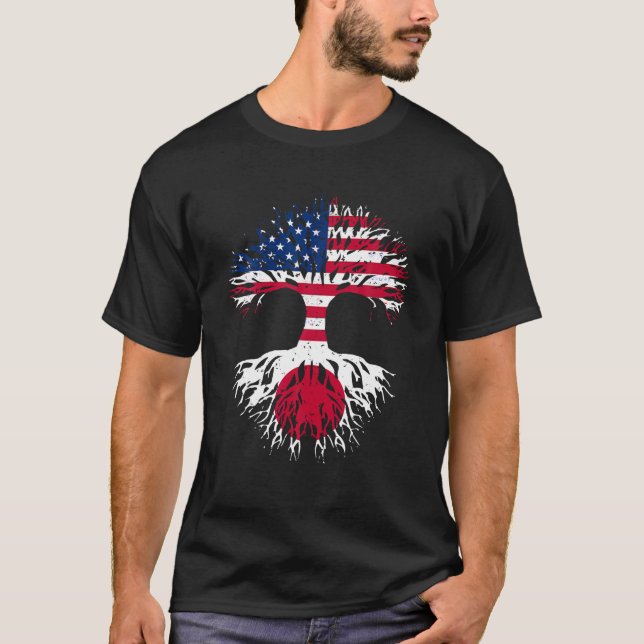 Flag Flag American Roots Grown Tree USA Flag T-Shirt (Vorderseite)