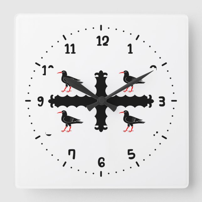 Flag Flintshire Square Wall Clock Quadratische Wanduhr (Vorderseite)
