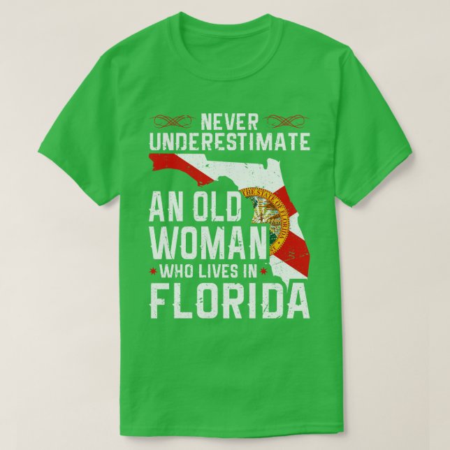 Flag Florida Zuhause Alte Frau Flo Gross T-Shirt (Design vorne)